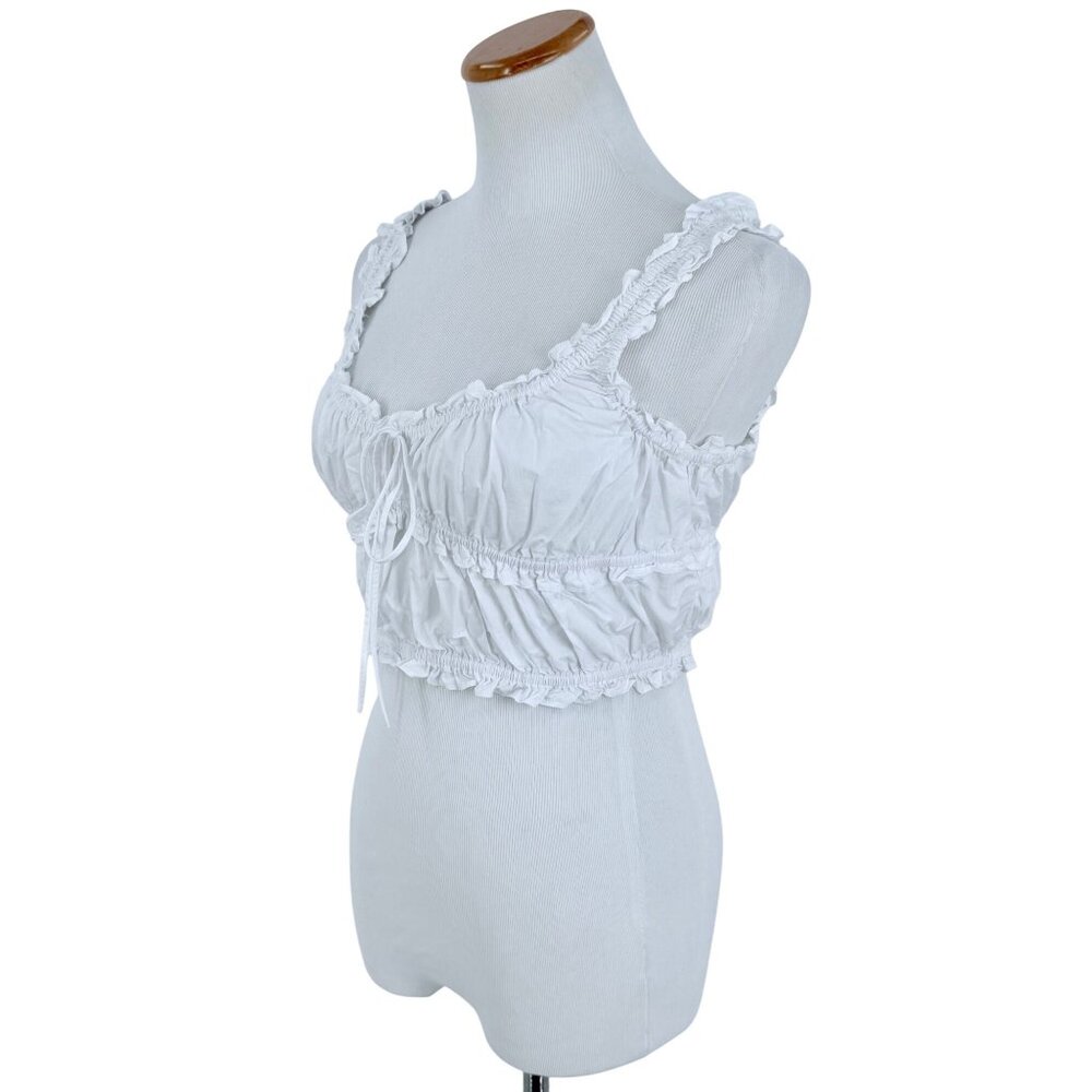 Zara White Milkmaid Cotton Corset Crop Top | Coquette Cottagecore Romantic Boho - Picture 6 of 13